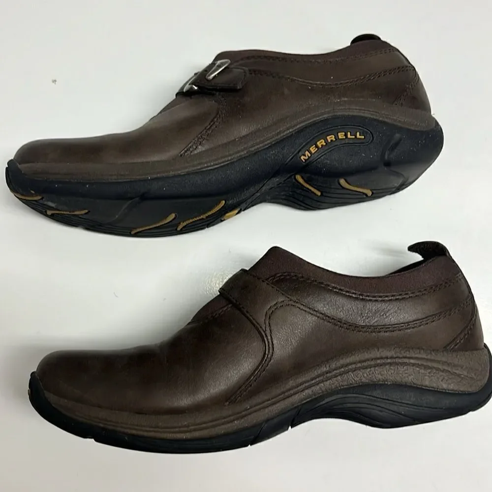 Merrell Brown Performance Slip-on Faux Buckle Footwear Shoes- Size 8